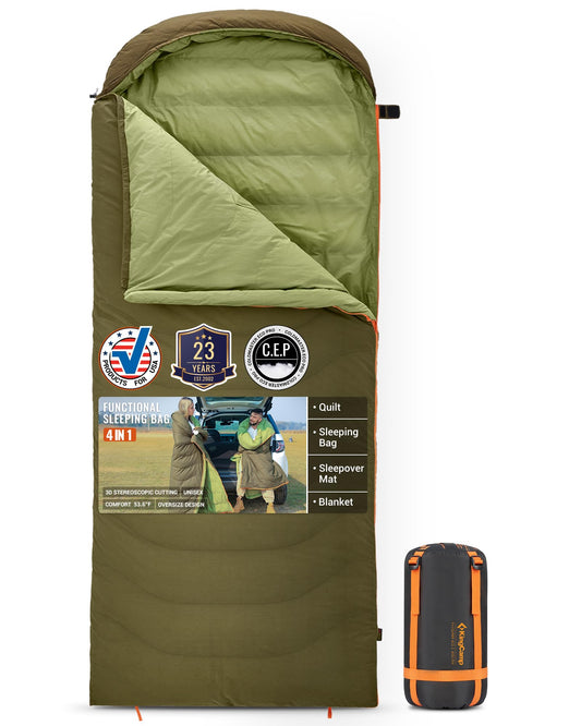 KingCamp Down Sleeping Bag for Adults, Recycled 700 FP Cold Weather 3-4 Season Sleeping Bag, Ultralight & Compact with Compression Sack for Backpacking, Camping, Hiking